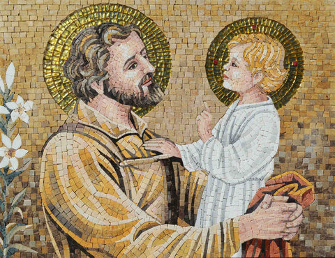 Religious Mosaic - Baby Jesus And Saint Joseph
