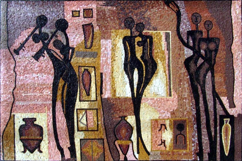 Musical Silhouettes Modern Mosaic by Mozaico