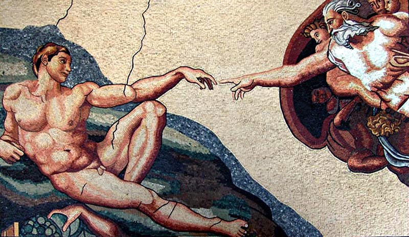 Creation of Adam by Michelangelo - Mosaic Reproduction