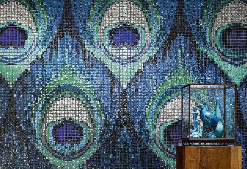 mosaïque plumes de paon