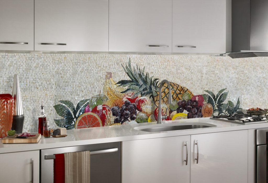 Azulejo de cocina de mosaico de frutas exóticas, Mozaico