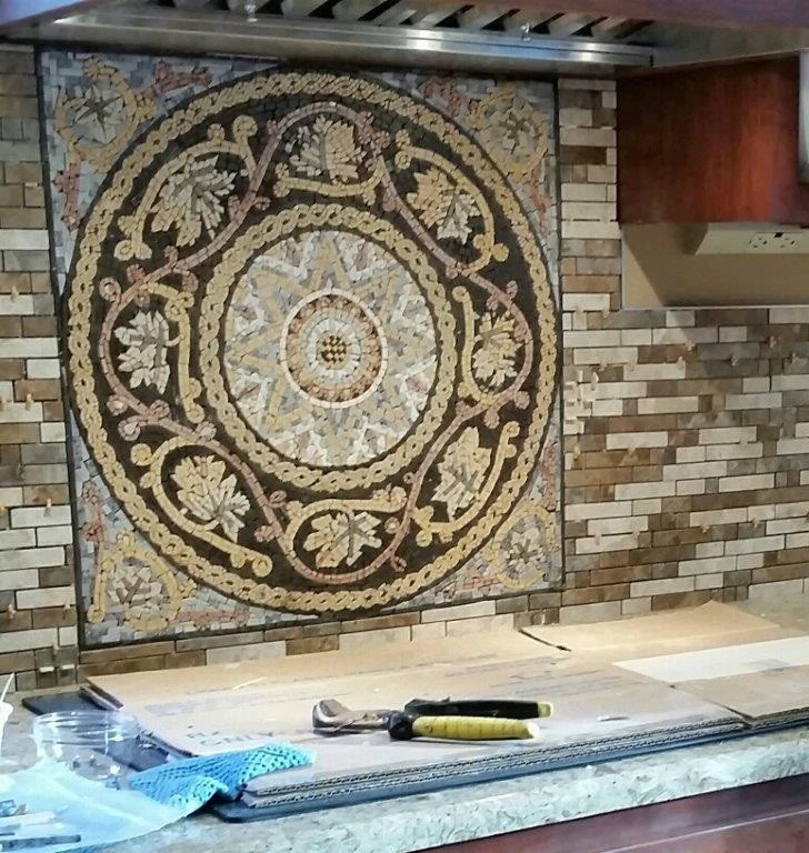Hadi - Geometric Botanical Mosaic by Mozaico
