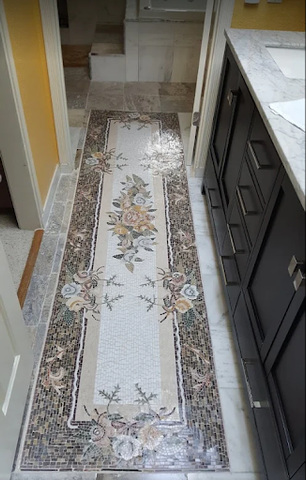 Flower Bathroom Mosaic Rug