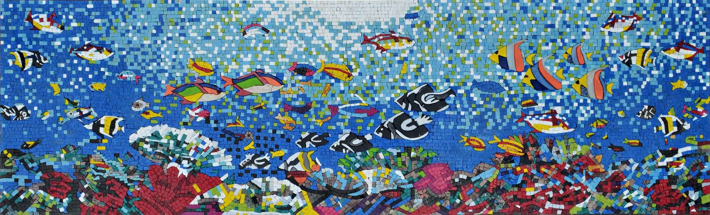 Glass Mosaic Tile Art Waves | Marine Life& Nautical | Mozaico