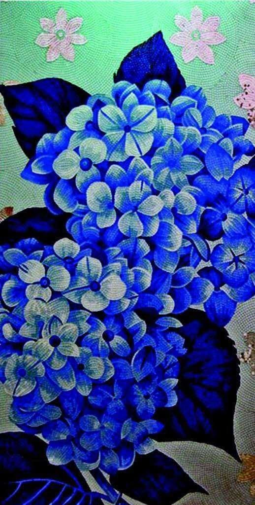 Glass Mosaic Mural - Blue Cranesbill