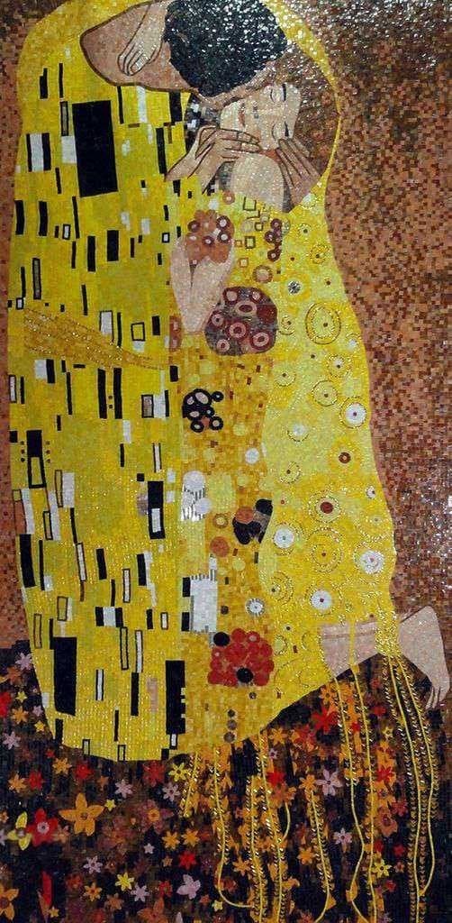 Gustav Klimt The Kiss" - Glass Mosaic Reproduction "