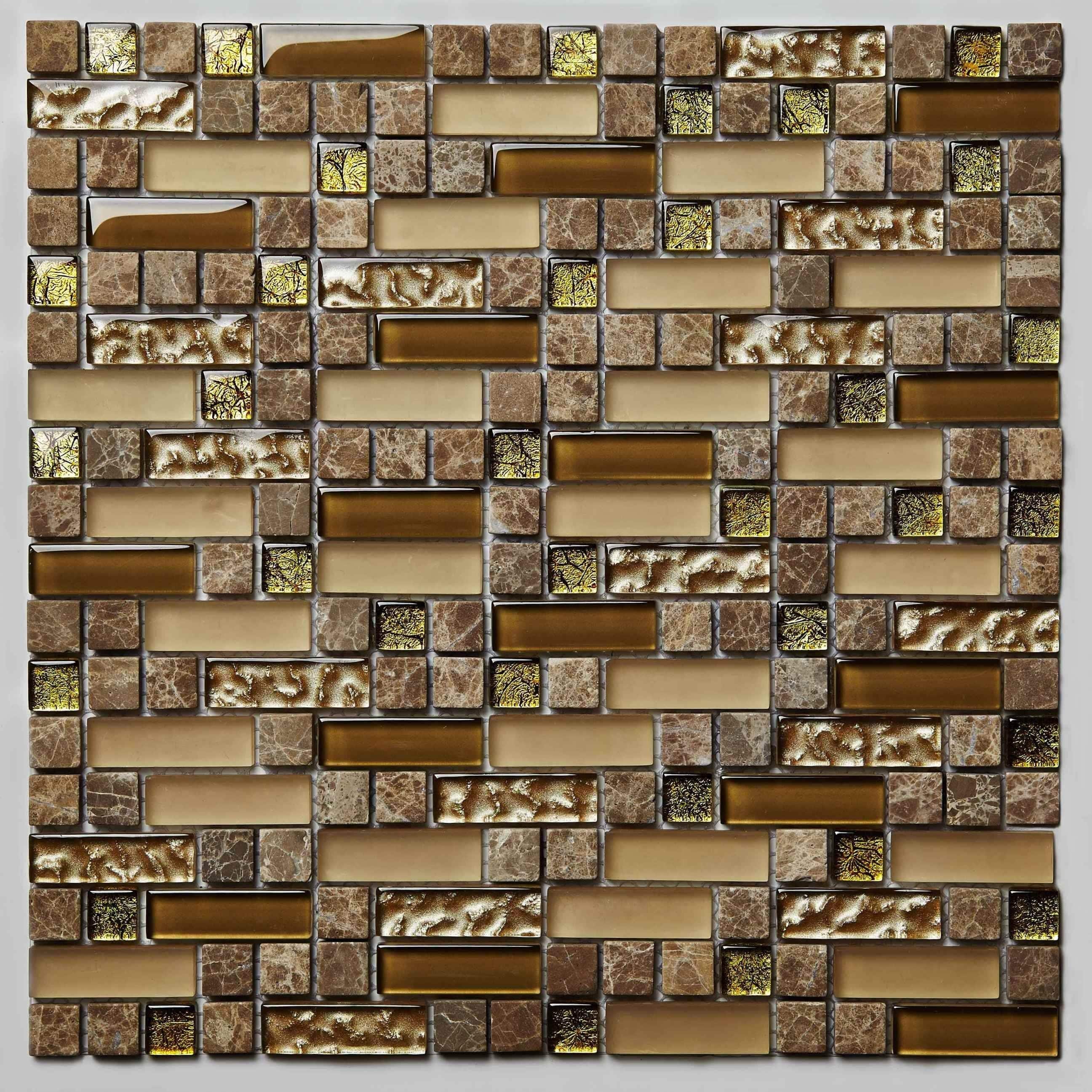Glass and Stone Mosaic Sheet-Beehive