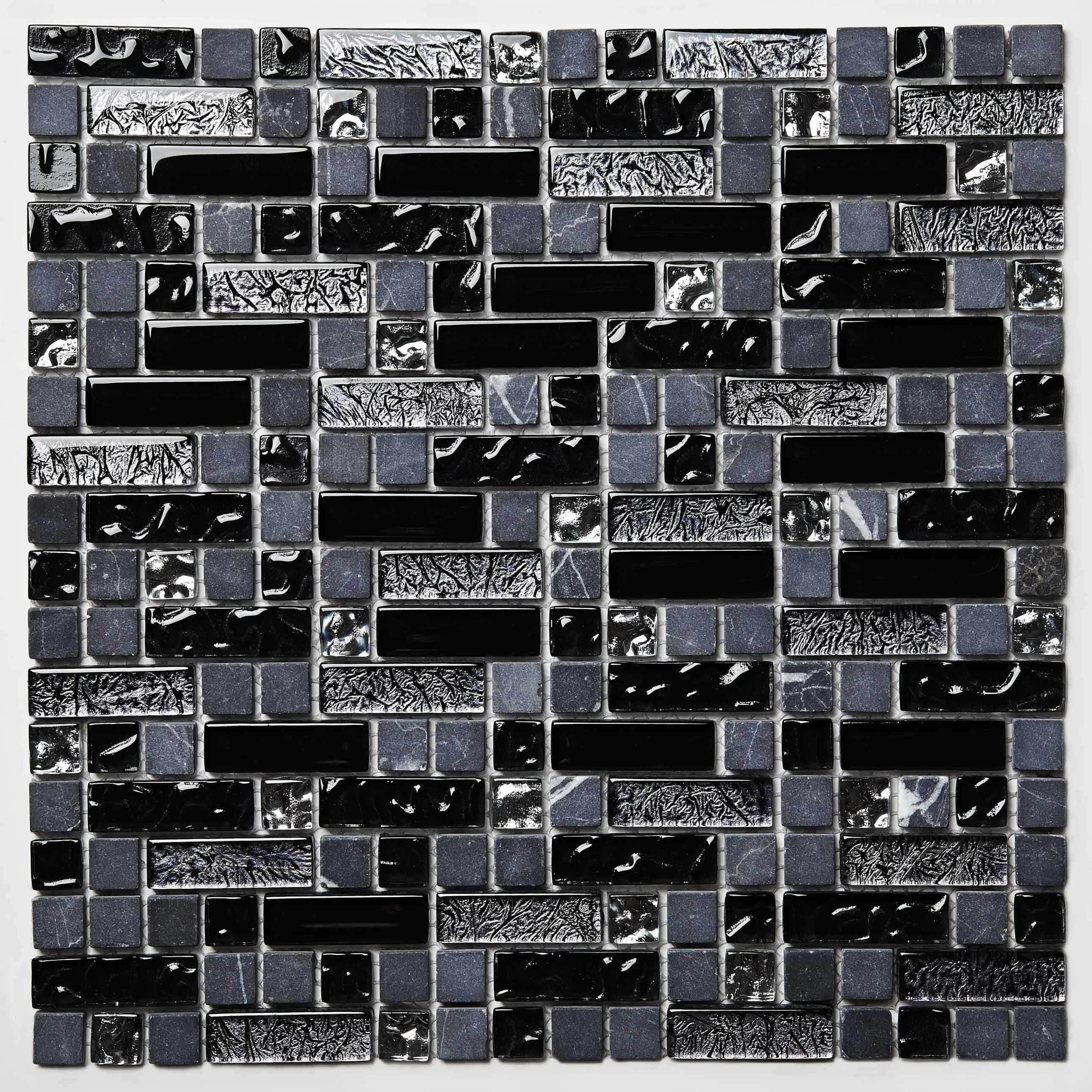 Glass and Stone Mosaic Sheet- Metalic