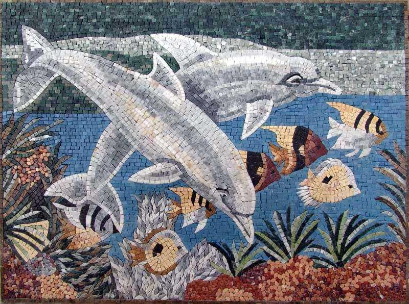 Dolphin Bay Blue and White Mixed Glass Mosaic Tile