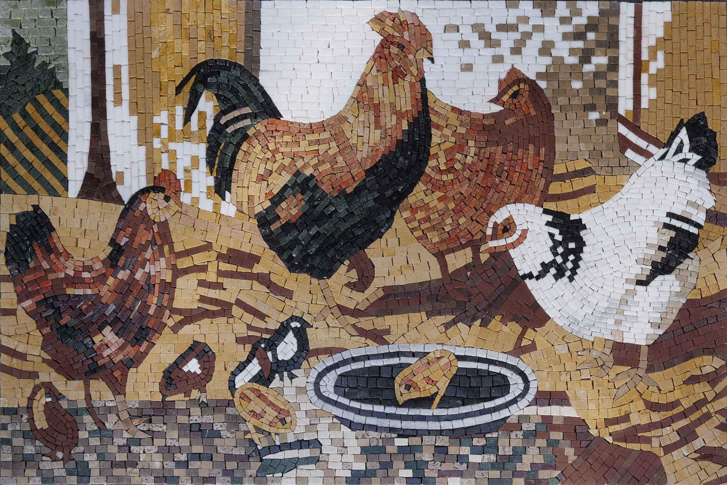 Mosaic Kitchen Backsplash Cockfight Ii Birds And Butterflies Mozaico