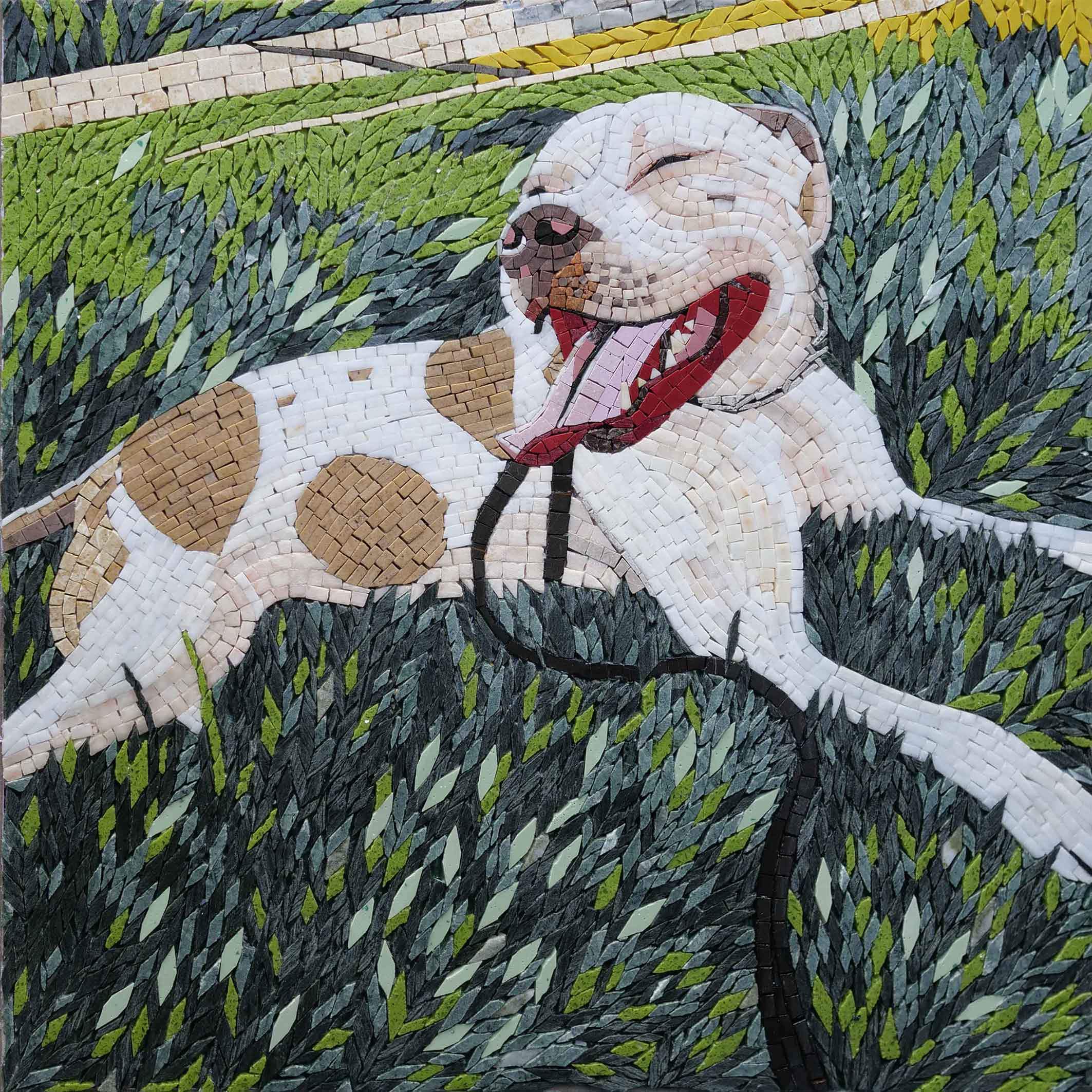 Smiling Pitbull Custom Mosaic Wall Art