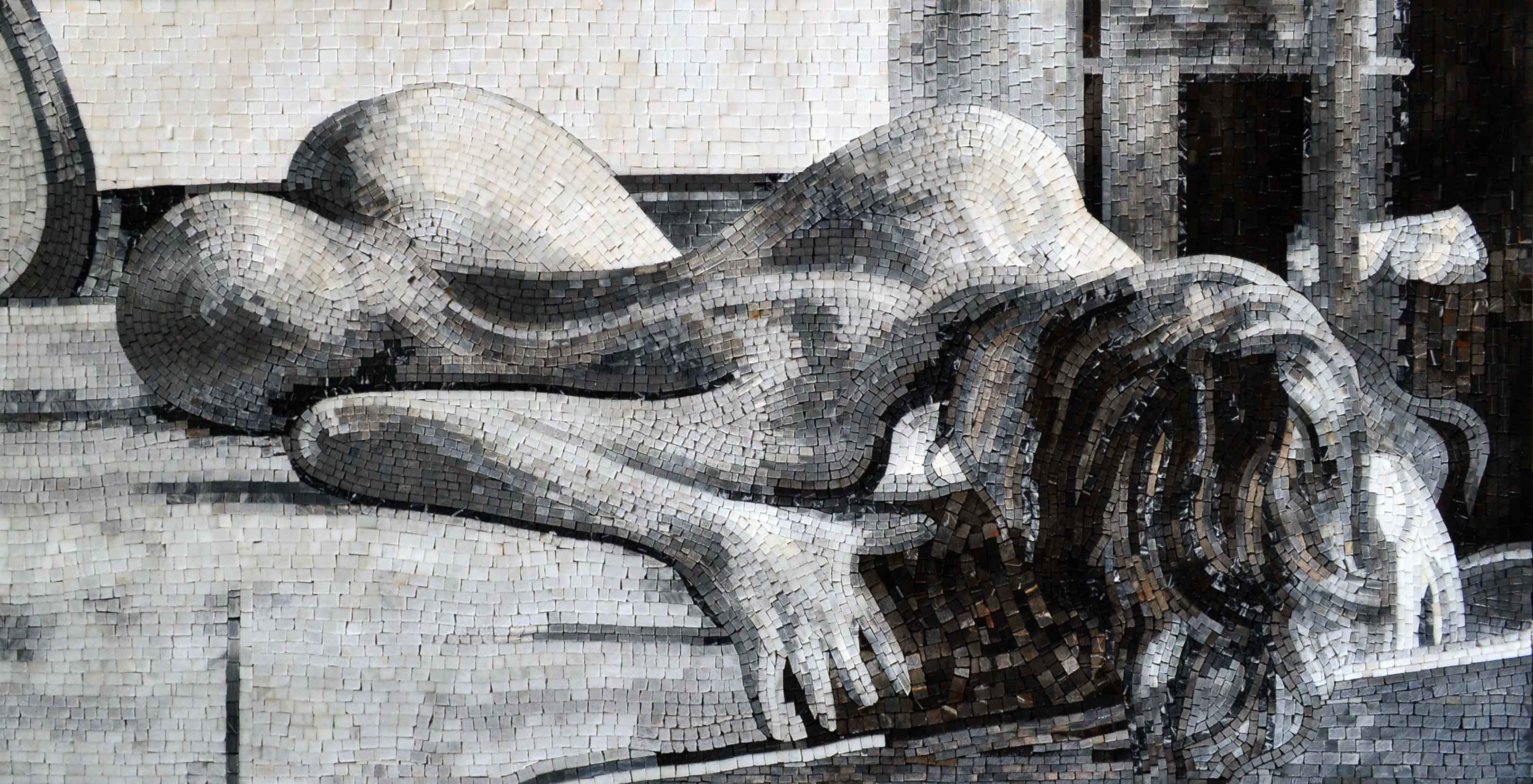 Nude Woman Scene Marble Mosaic Wall Art