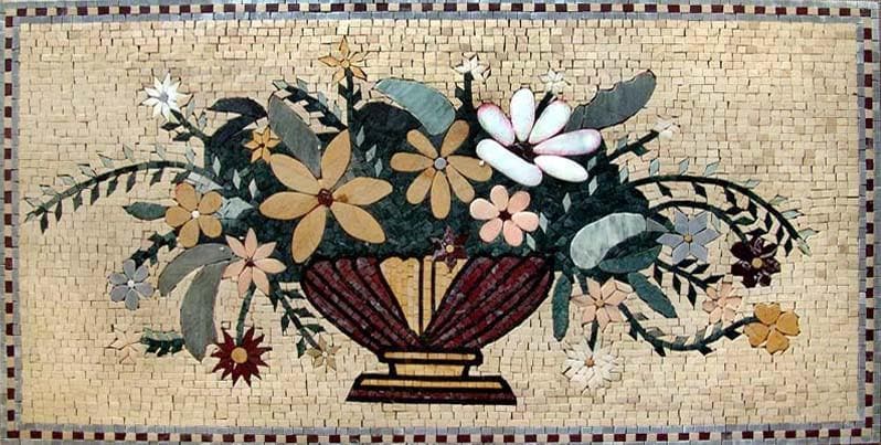 Roman Influence Flower Vase Mosaic