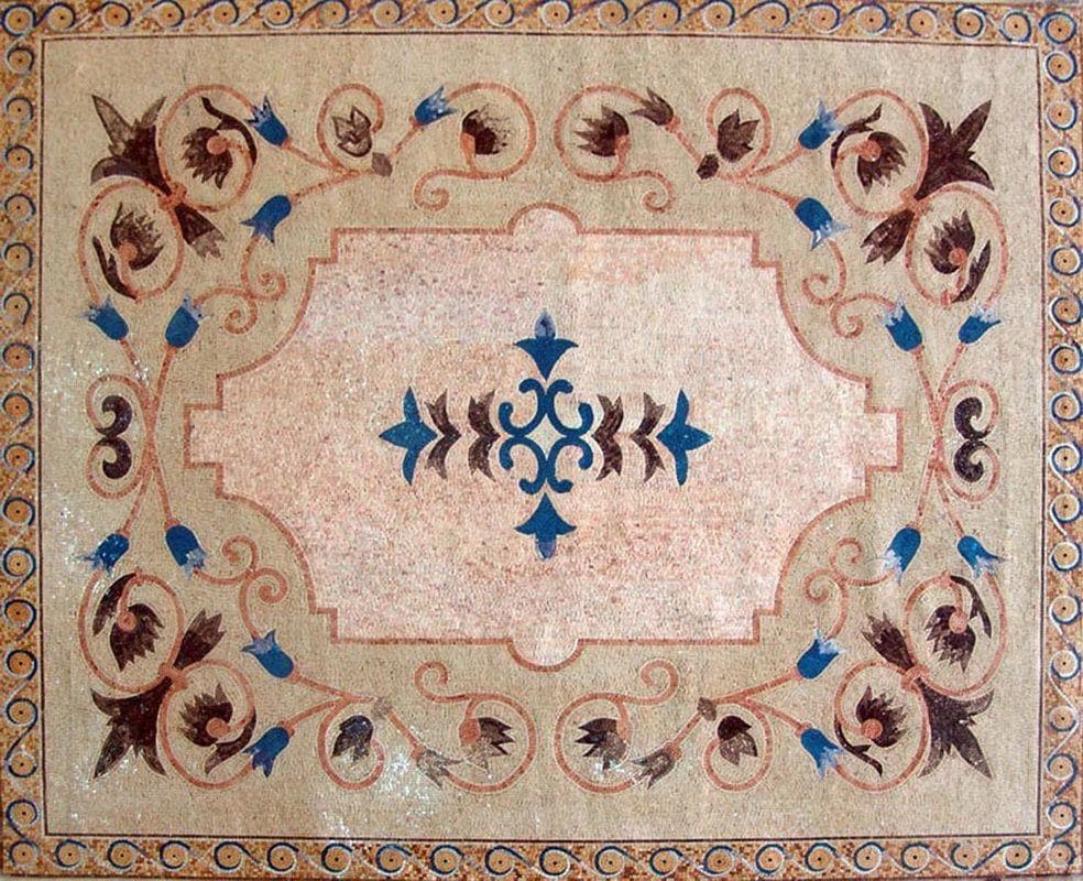 Rectangular Design Marble Mosaic Rug