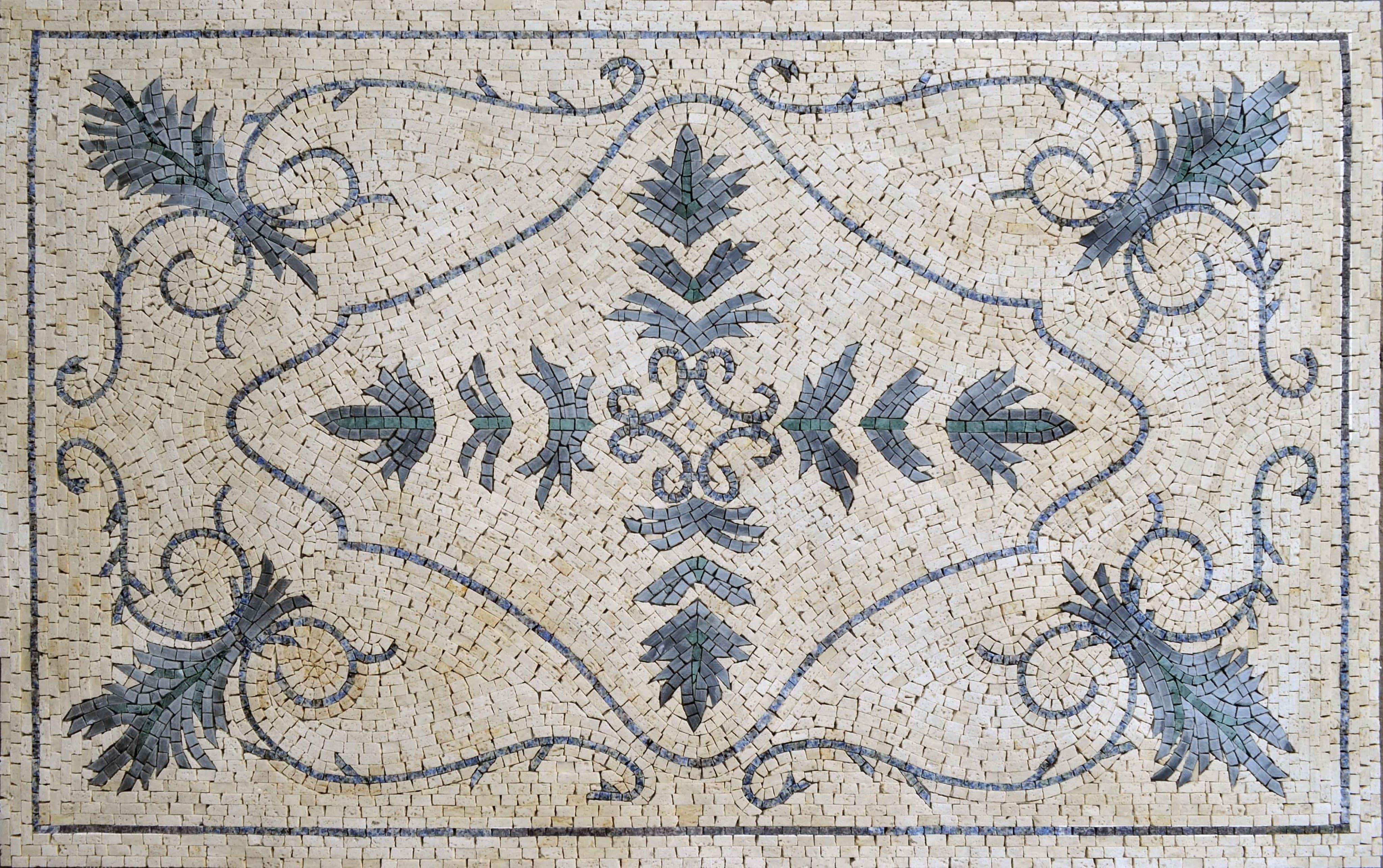 Marble Mosaic Rug - Palmette