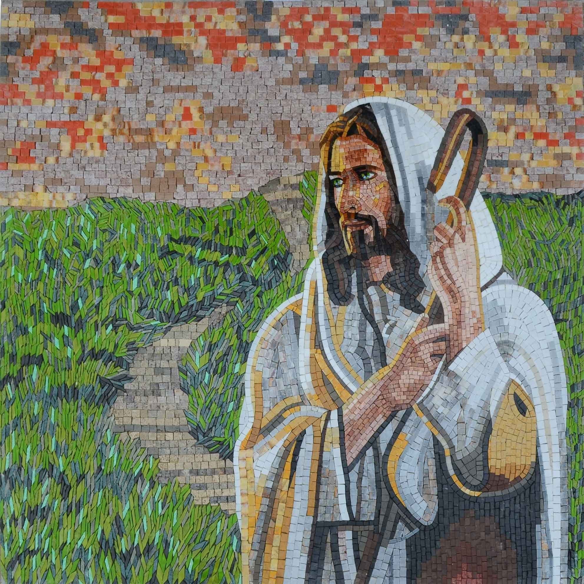 Modern Mosaic Icon - Jesus The Shepherd