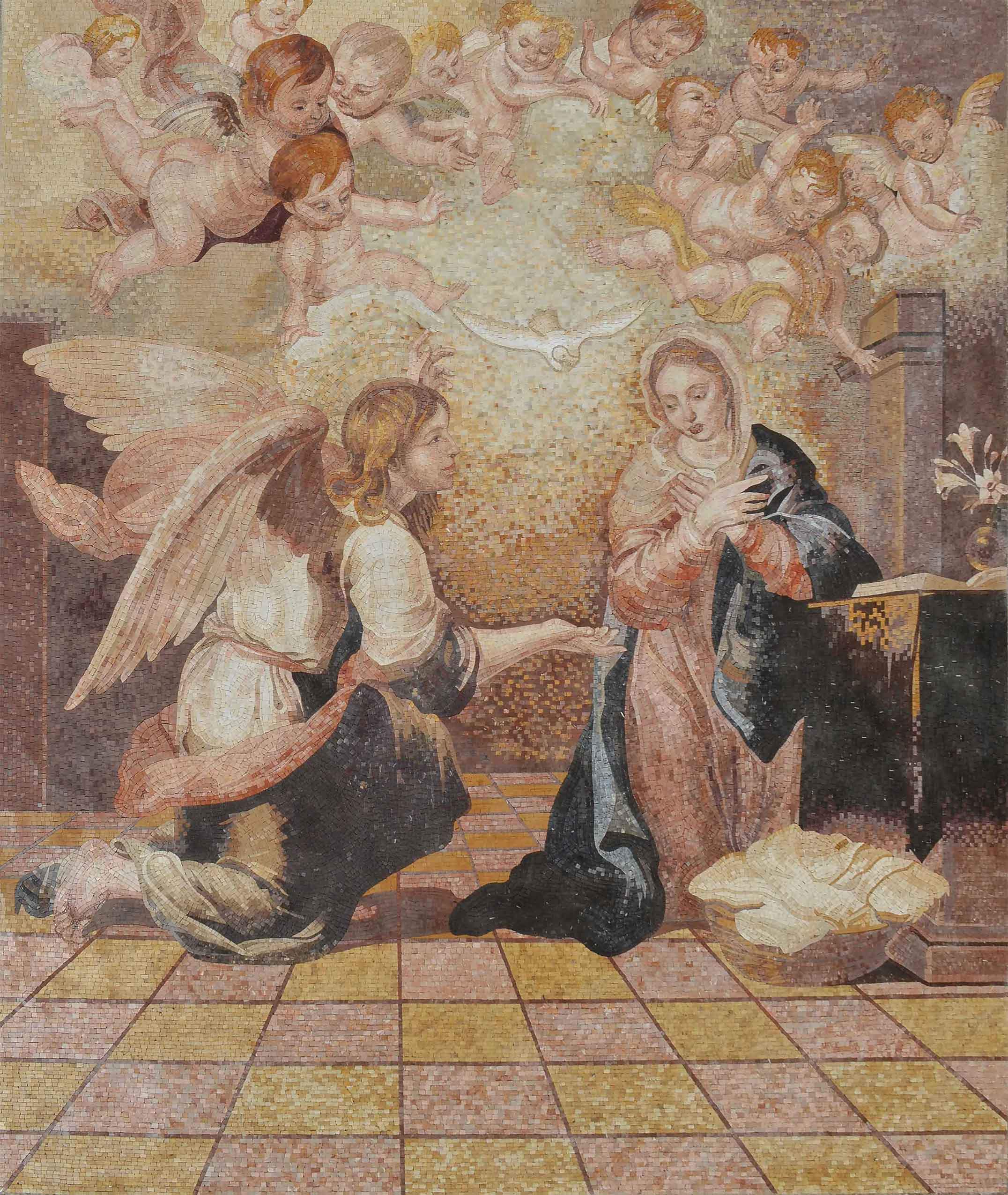 Annunciation Of Virgin Mary Mosaic Art Reproduction Religious Mozaico 7011