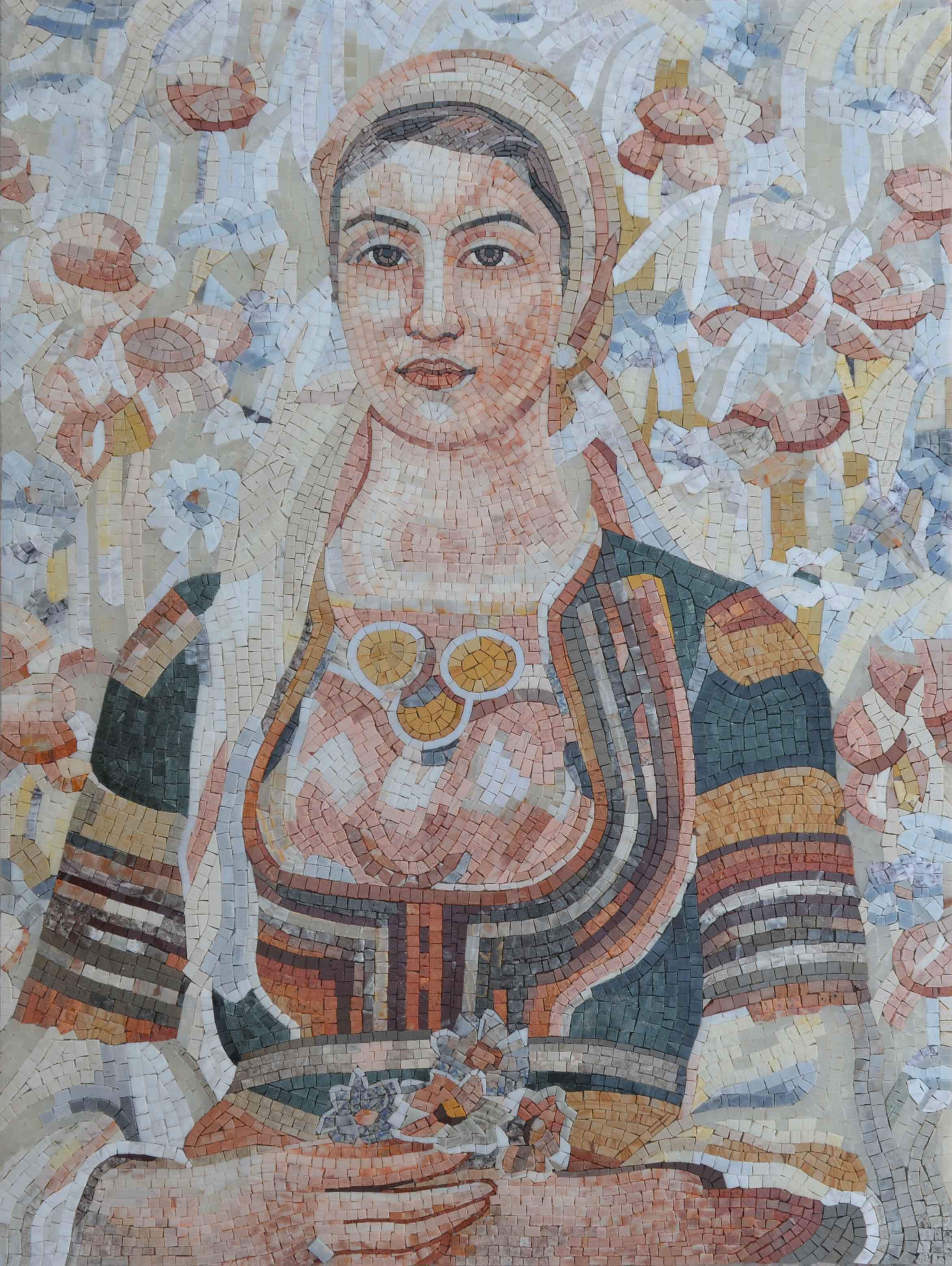 Vladimir Dimitrov "Singing Harvesters" - Female Portait Mosaic Reproduction