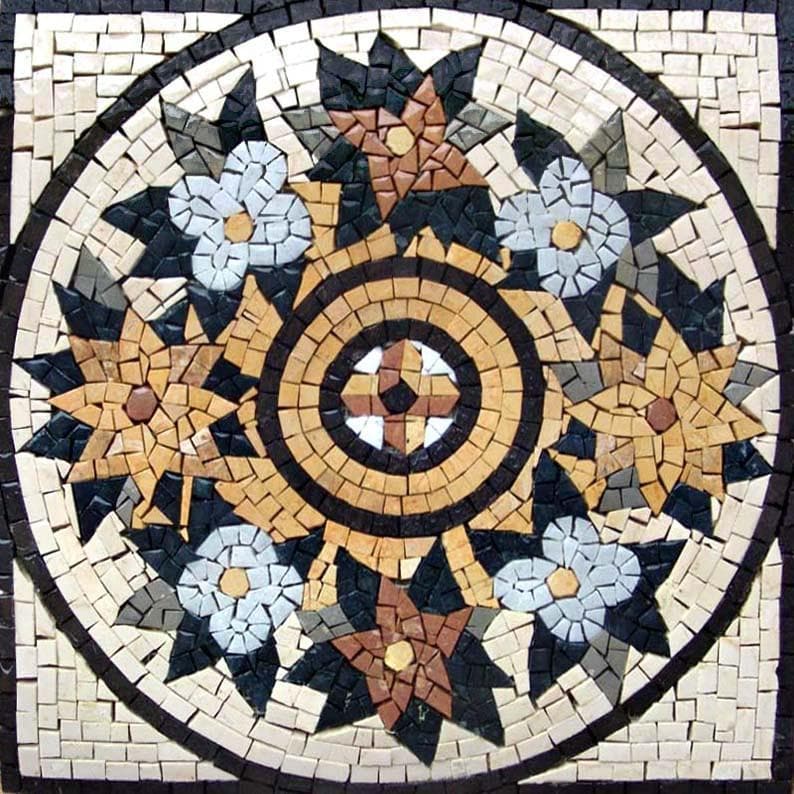 Mosaic Artwork - Yellow Chrysanthemum