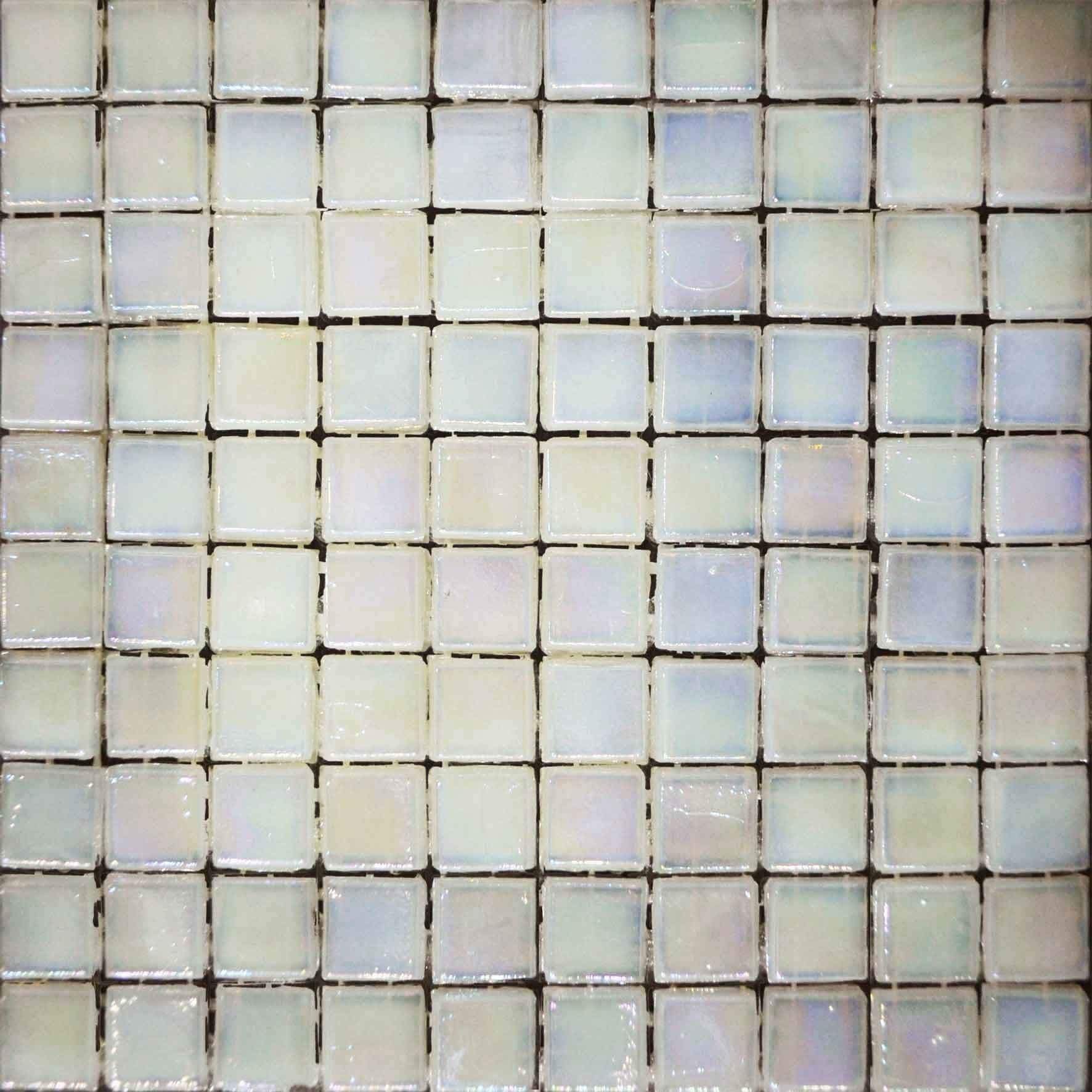 Iridescent Mosaic Sheet - Powder White