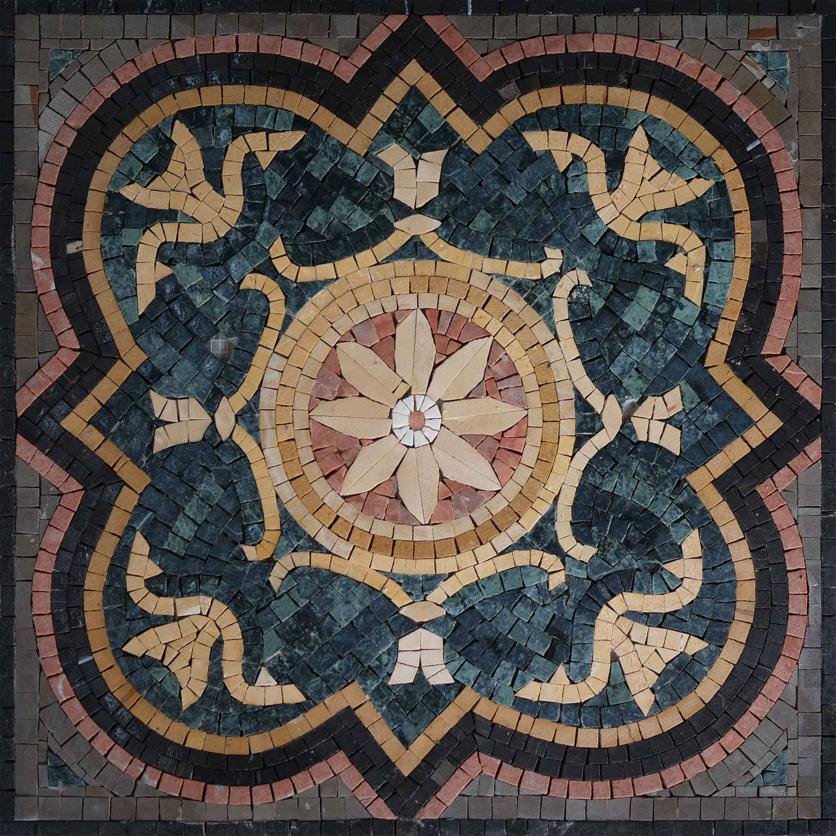 Mozaico Mosaïques - Flamme de feu, Motifs mosaïque, Œuvre d'art mosaïque, Incrustation de sol