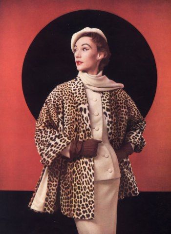 Vintage 1950s leopard print high fashion outfit