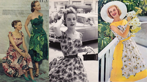 Splendette vintage inspired 1950s floral fashion collage