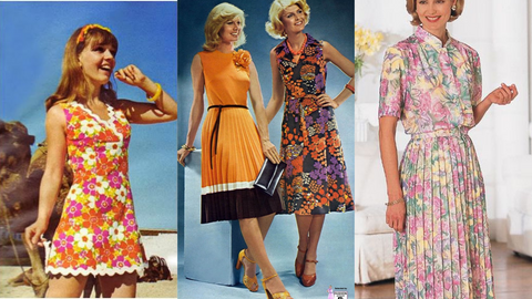 Splendette vintage inspired floral fashion from the 1960s, 1970s and 1980s collage