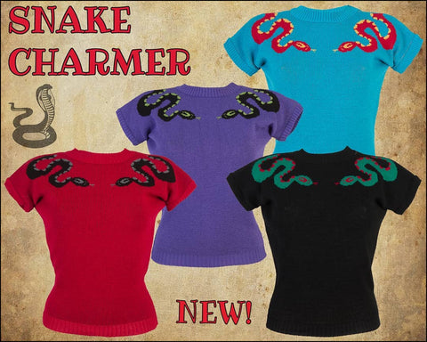 Miss Fortune vintage inspired pinup Snake Charmer sweater jumper