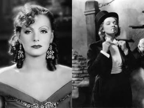 Greta Garbo and Marlene Dietrich photo collage for Splendette LGBTQ+ Vintage Icons blog