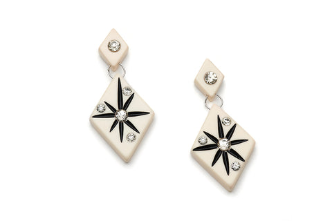 Splendette vintage inspired 1950s style mid century atomic Ivory Starburst Earrings