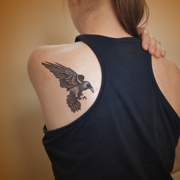 Sketchy Raven Tattoo on Shoulder Tattoo Idea