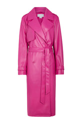 Pink Magenta Vegan Leather Trench