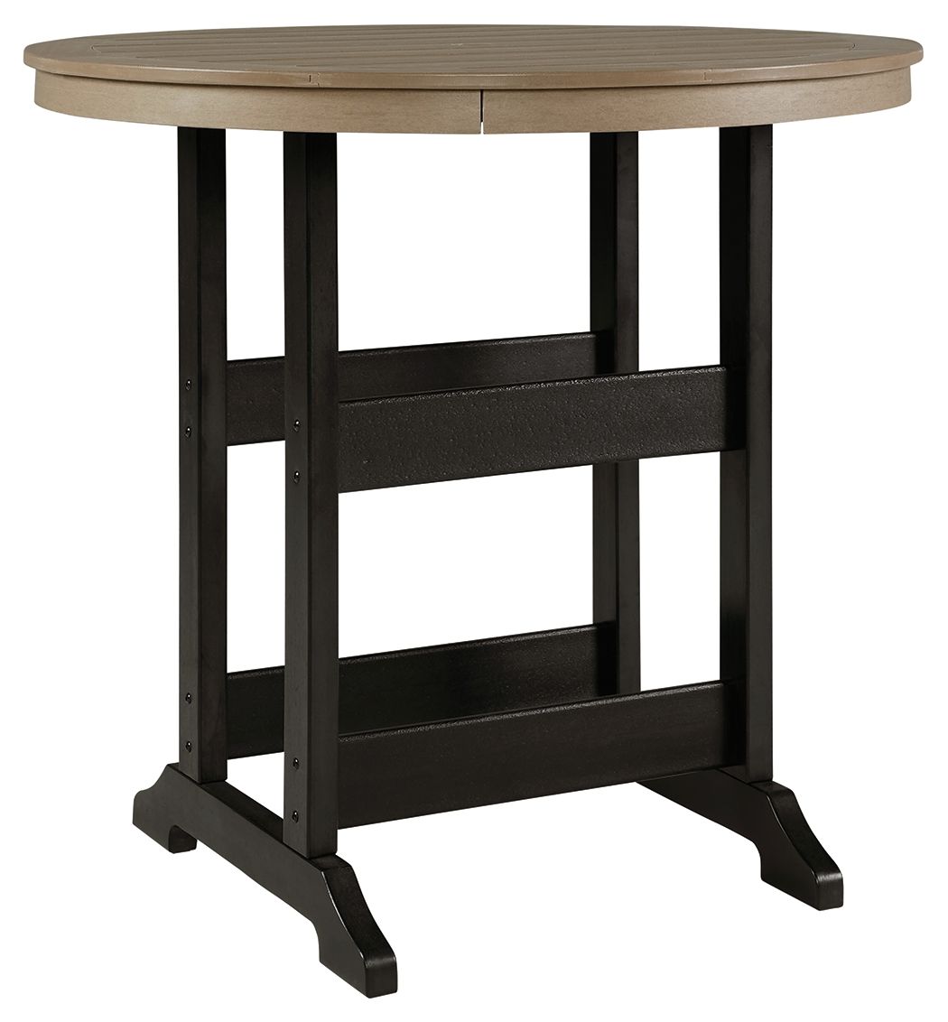 Black / Driftwood Round Bar Table with Umb OPT from Fairen Trail
