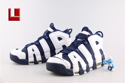 nike uptempo blu e bianche