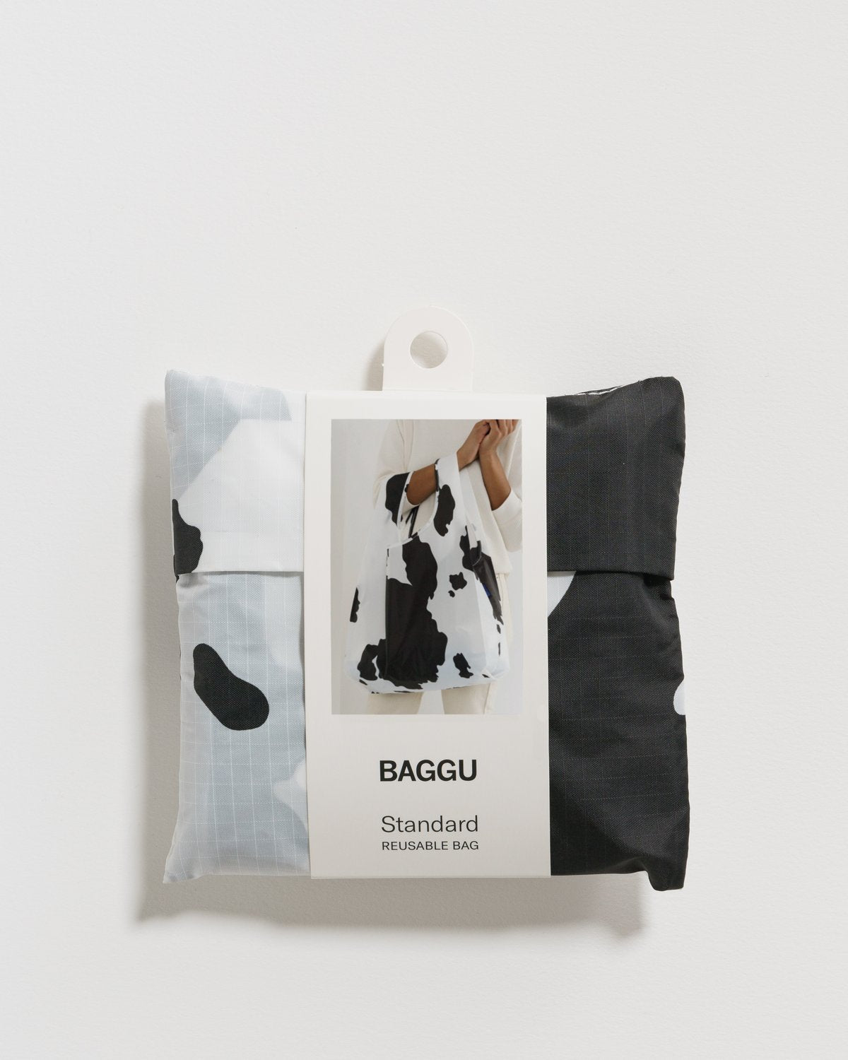 Standard Baggu in Black and White Cow