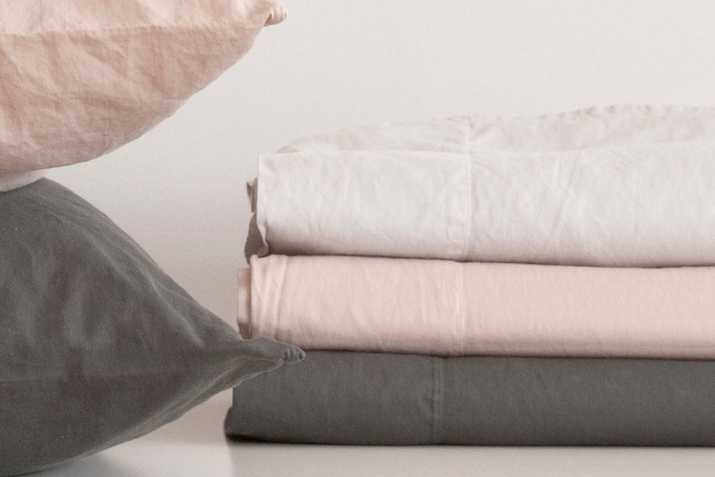 PERLA powder, porcelain, slate sateen cotton sheets