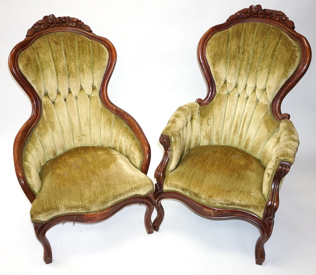 kimball laurel green victorian parlor chairs 1196a