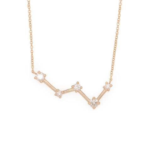 Cassiopeia Constellation necklace 14k gold diamond