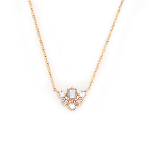 fairmined gold valley rose studio rustic grey diamond emerald cut necklace