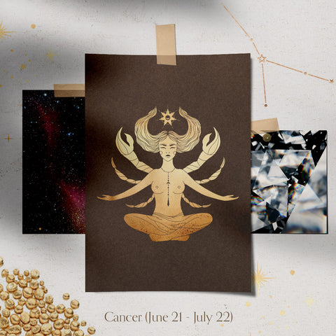 cancer zodiac necklace charm 14k gold diamonds horoscope jewelry gift for her valley rose