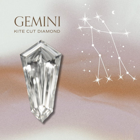 gemini zodiac diamond jewelry engagement ring ideas 14k gold fairmined conflict free kite shield cut