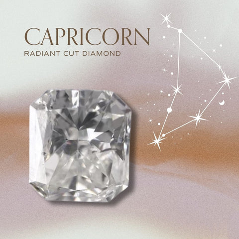 Capricorn zodiac diamond jewelry engagement ring ideas 14k gold fairmined conflict free radiant cut
