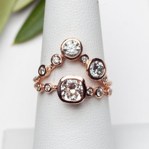heirloom diamond engagement ring - rose gold diamond stacking ring set