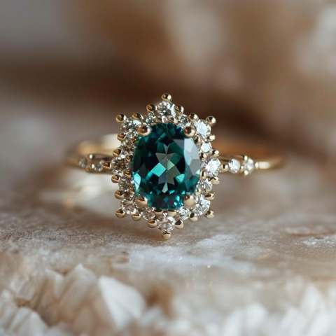 Teal Sapphire Fairycore Engagement Ring