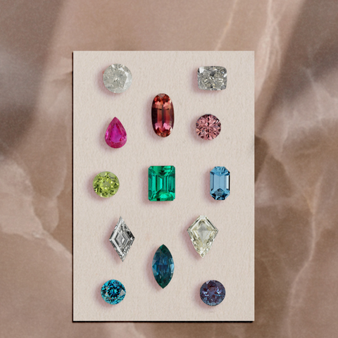 custom ethical engagement ring diamond, sapphire, ruby