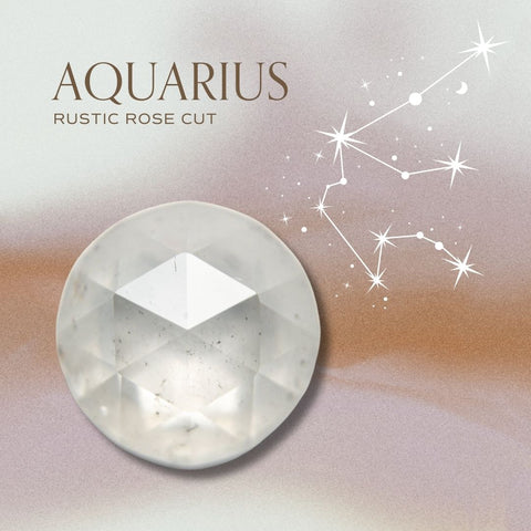 Aquarius zodiac diamond jewelry engagement ring ideas 14k gold fairmined conflict free rose cut
