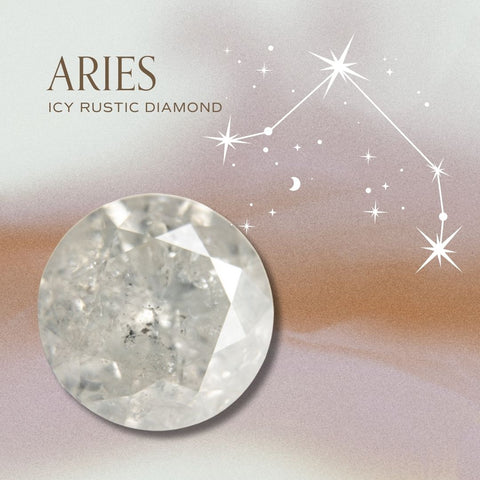 Aries zodiac diamond jewelry engagement ring ideas 14k gold fairmined conflict free icy rustic diamond