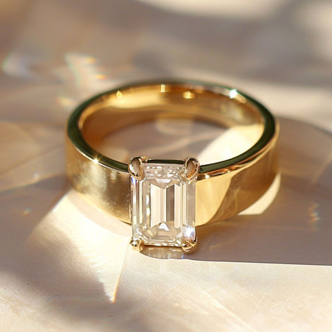 Aether Air Lab Diamond ethical sustainable engagement ring emerald cut diamond