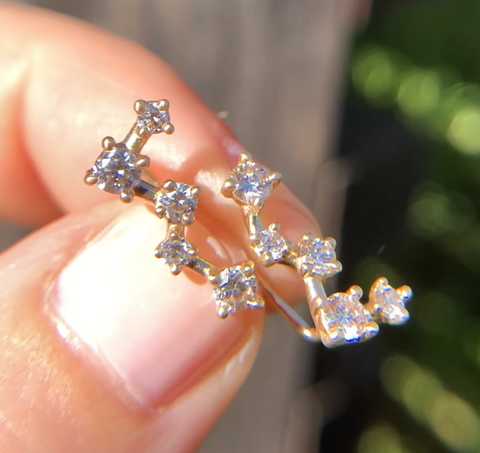 cassiopeia constellation ear climbers conflict free diamonds eco friendly gold